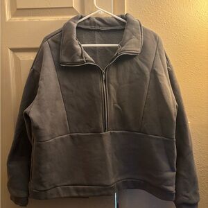 Woman’s Gray Half-Zip Sweater